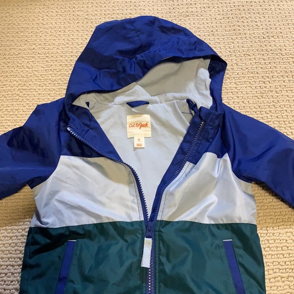 Cat & Jack 2T Zippered Wind Jacket Blue & Green - Picture 3 of 3